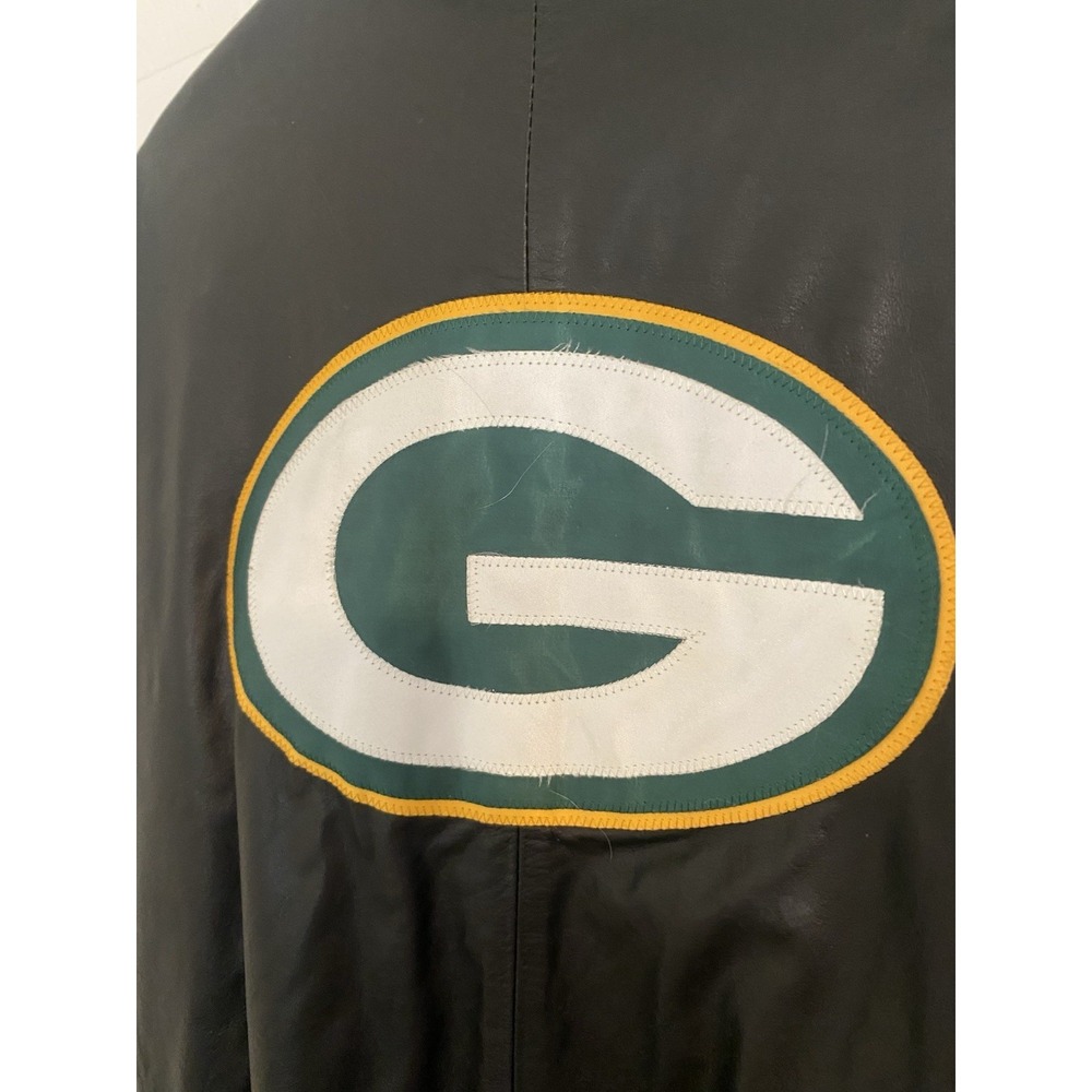 Green Bay Packers XL Miller Lite Leather Jacket Men's Large Vintage - Picture 13 of 14